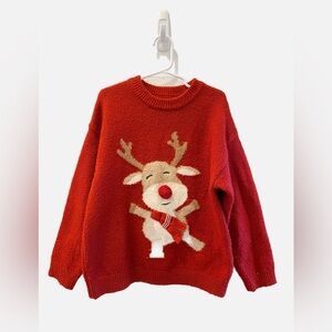 Zara Kids Red Reindeer Sweater - Size 5-6